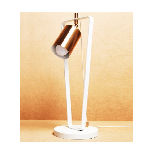 LAMPARA DE MESA BRONCE - BLANCO