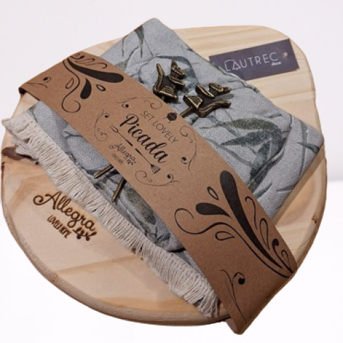 SET DE PICADA GOTA Y FLECOS - PANERA + TABLA + 2 PINCHES